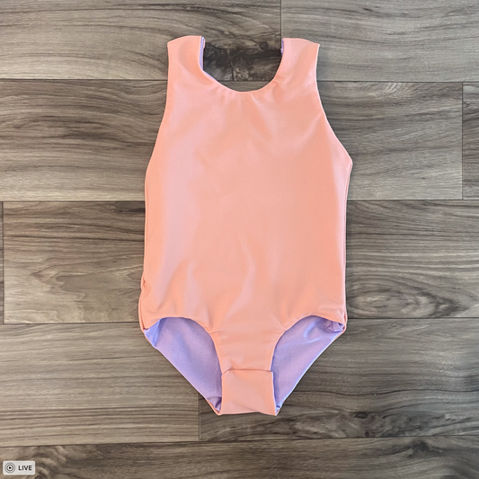 Solid Blush + Shiny Purple Swim One Piece